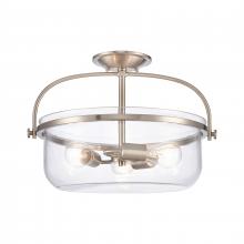  89453/3 - Wentworth 17'' Wide 3-Light Semi Flush Mount - Brushed Nickel