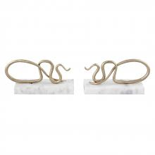  H0897-10932/S2 - Snake Bookend - Set of 2 Polished Brass